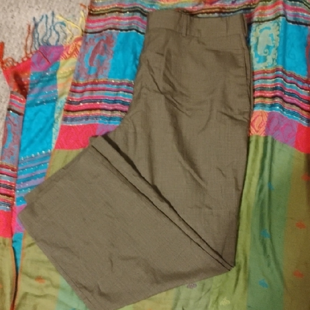 Stafford Brown Dress Pants Relaxed Fit Cotton Blend 42X30
